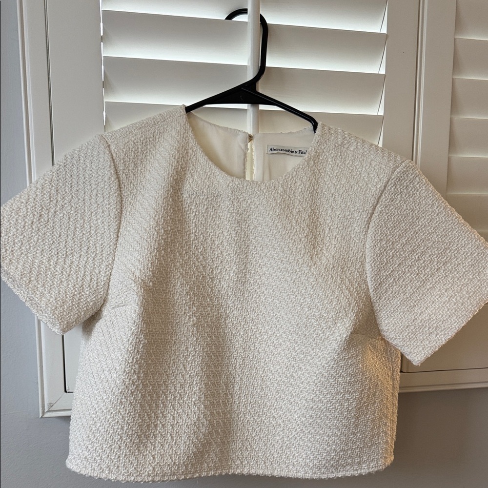 Abercrombie & Fitch Cream Textured Crop Top